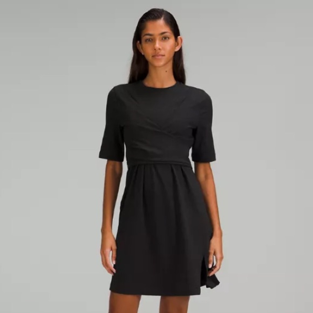 Lululemon Cotton Wrap-Front T-Shirt Dress Black - size 8